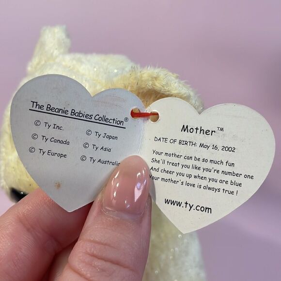 2002 10 years of Beanie Babies TY Beanie Baby Mother Yellow w Sparkles Plush Toy - Picture 8 of 10